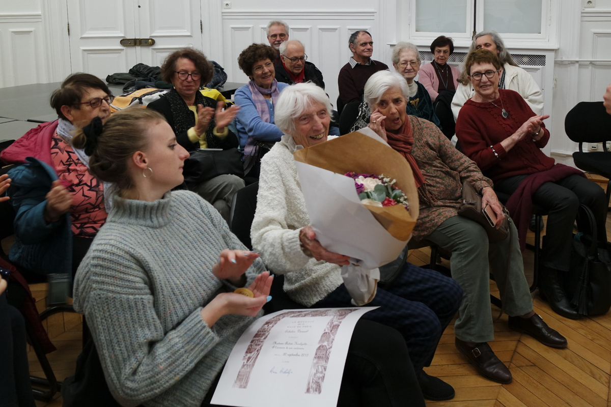 Cérémonie en l'honneur d'Andrée Houlgatte, à la mairie du 13e ar.