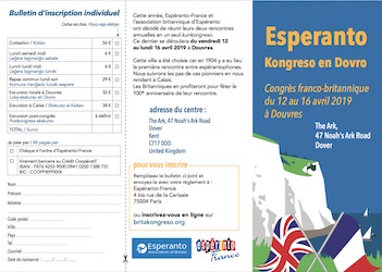 Bulletin d'inscription congrès Douvres