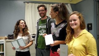 Mes trois diplômés et leur prof