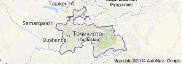Tadjikistan
 - Map data © 2014 Autonavi, Google