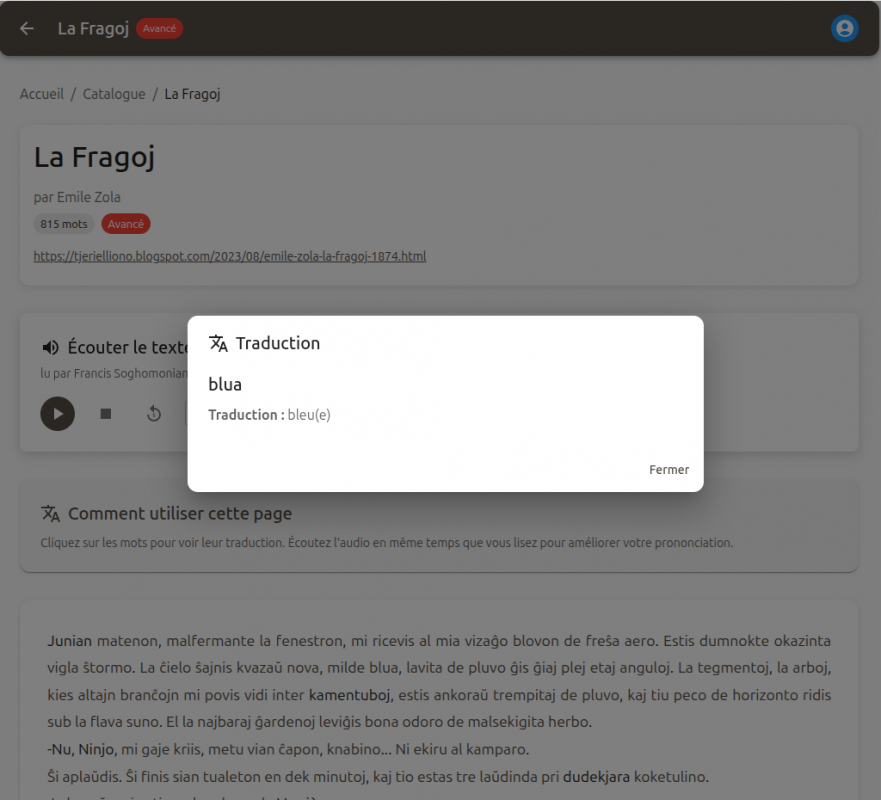Fonctionnalité de dictionnaire intégré